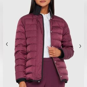 Theory burgundy down puffer jacket